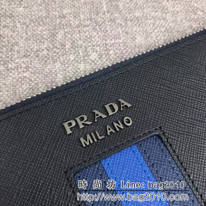 PRADA普拉達 專櫃最新款式 十字紋牛皮 男士手包 2NG005 DD1185